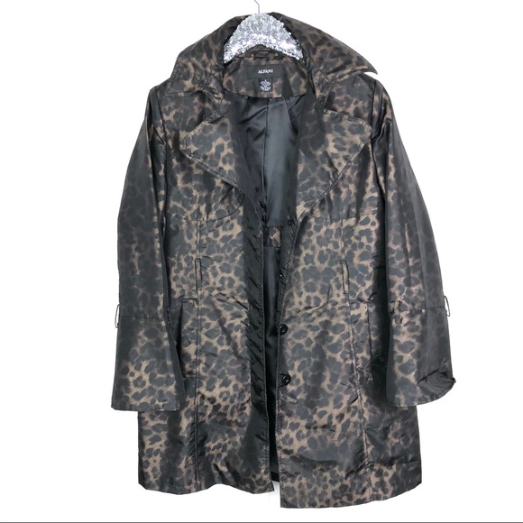 Alfani Leopard Rain Coat Trench Jacket 